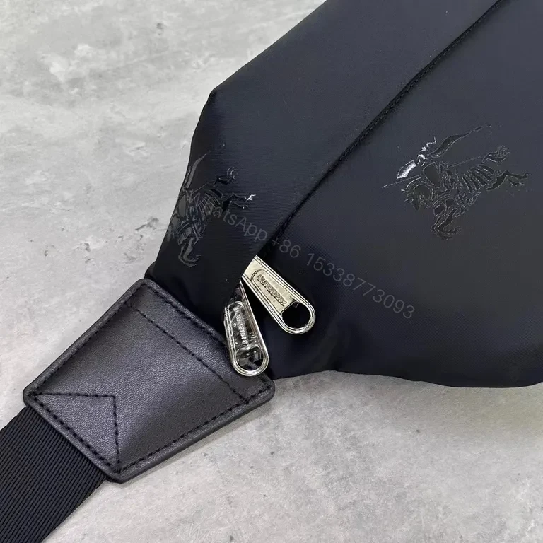 View 4 of Black Nylon Belt Bag by Burberry â€“ Subtle Signature, Hands-Free
