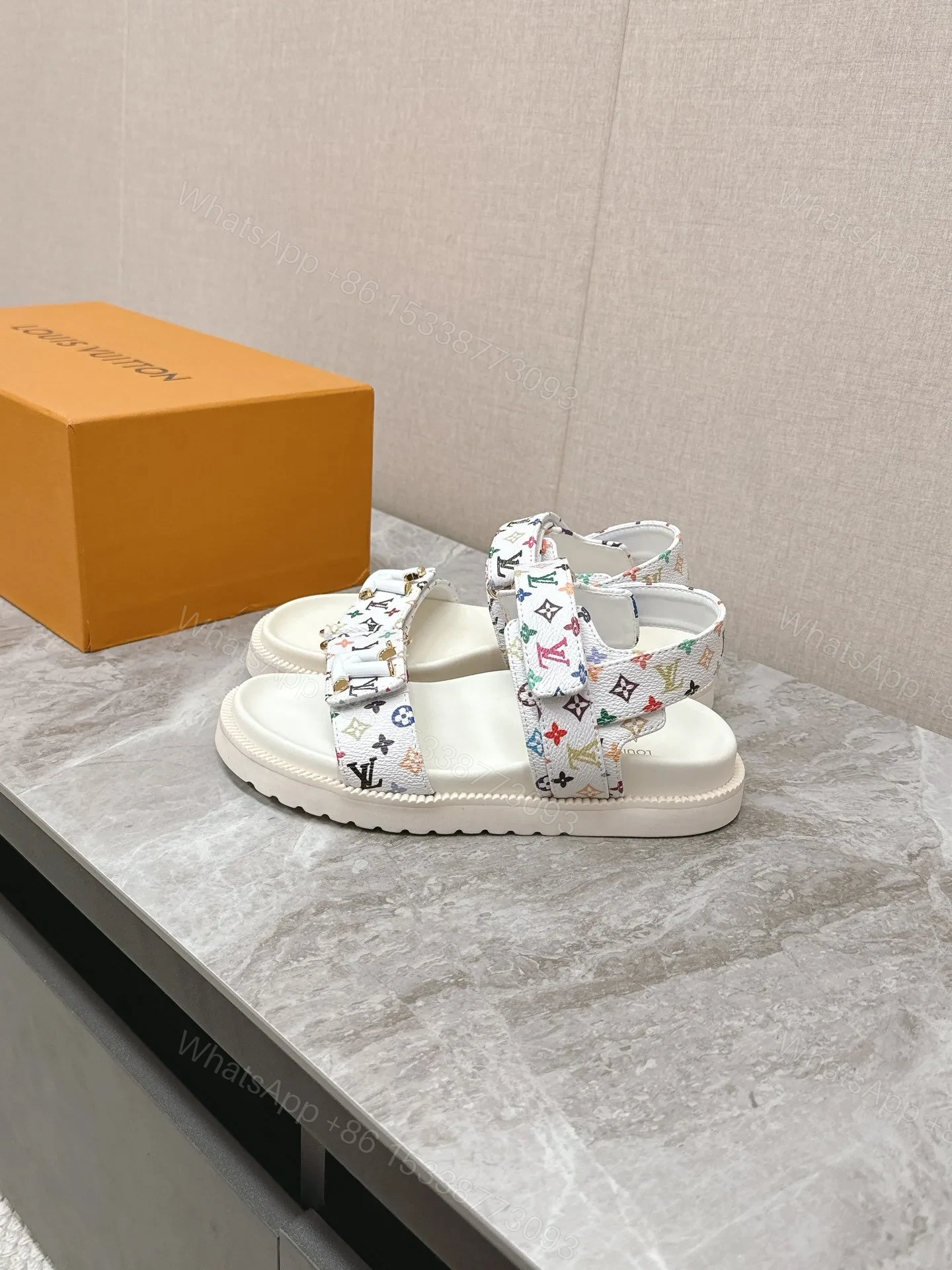 View 5 of LV Women White Patterned Fabric Sandals