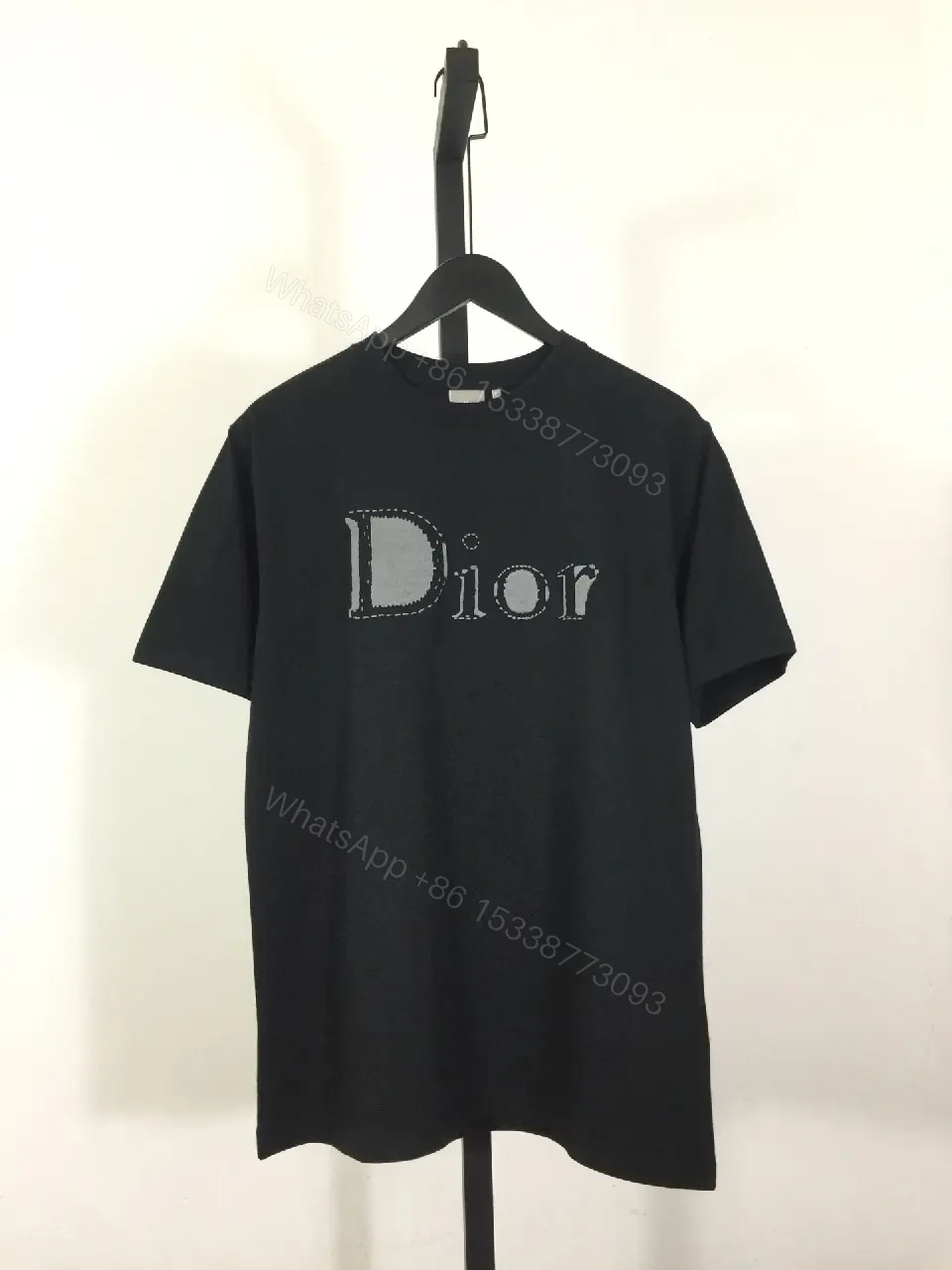 View 5 of Black Cotton Luxe Tee | Minimalist Dior Graphic, Relaxed Fit, Premium