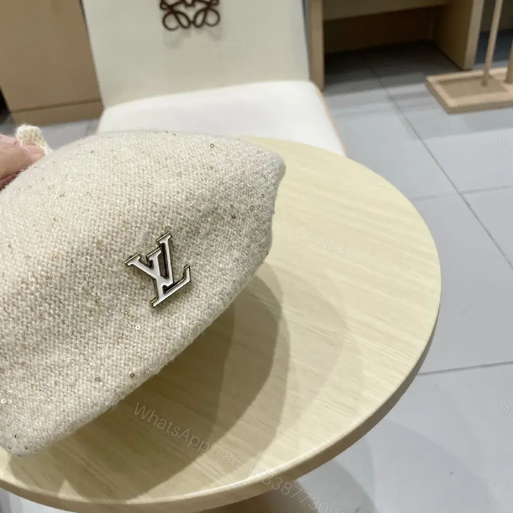 View 6 of Glitter Beret with Luxe LV-Style Motif, All-Day Shine