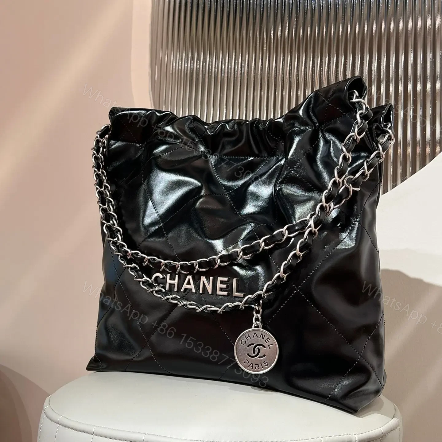 View 2 of CHANEL 22 Small Black Sliver Hardware