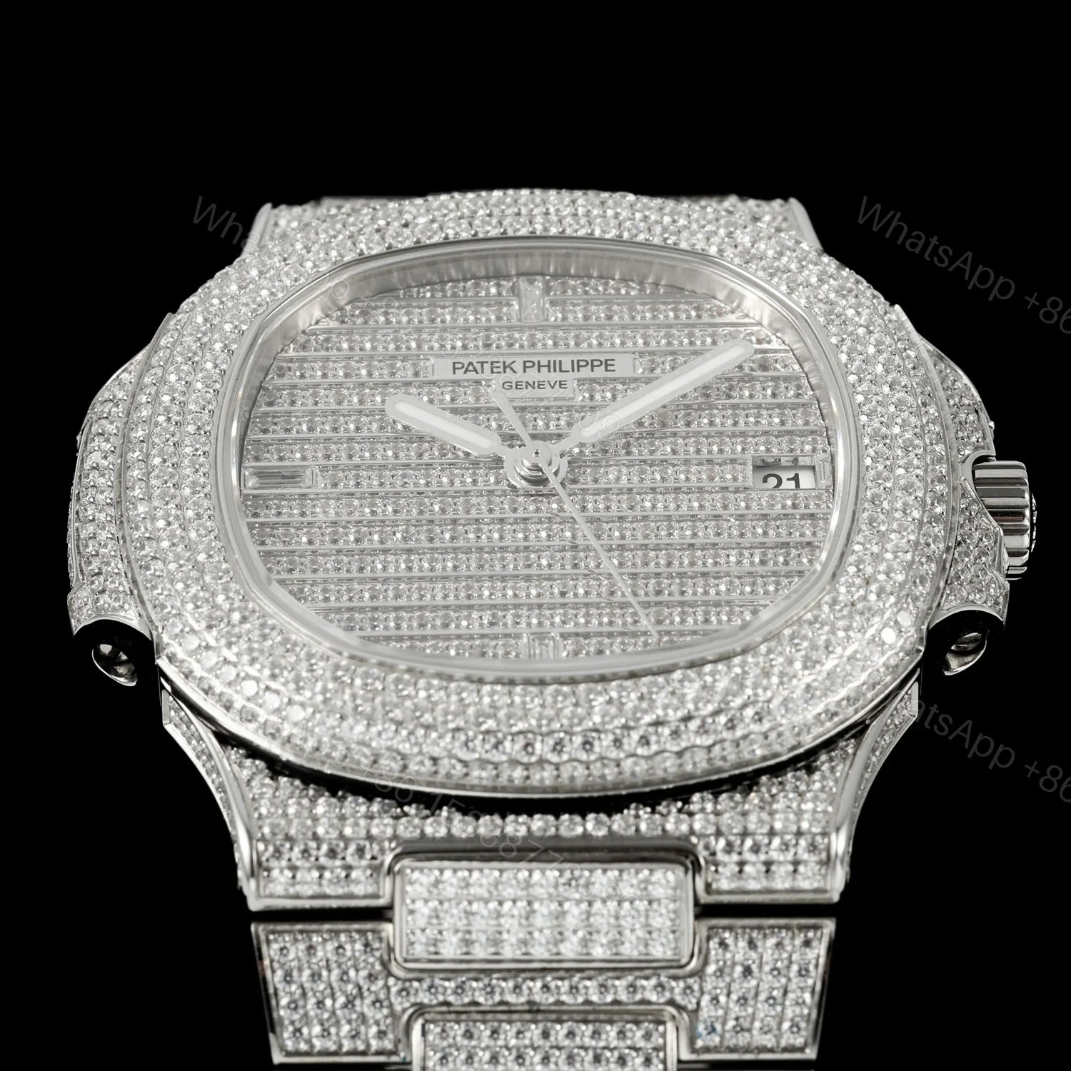 View 2 of Patek Philippe Nautilus 5711 BD1 Full Diamond Pavé Watch 40mm Luxury Edition AMG-PP-BD1-5711-2600-DIAMOND