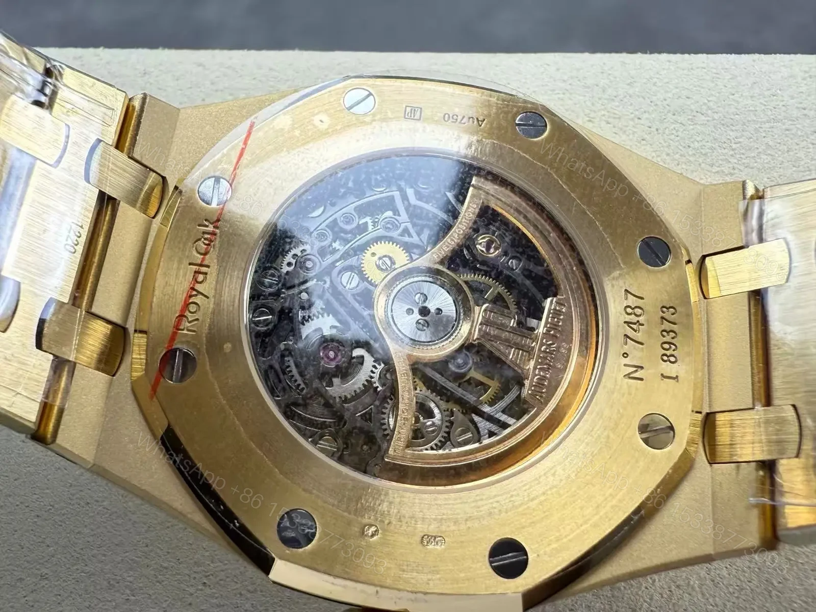 View 19 of Replica Audemars Piguet Royal Oak Openworked 15407 Yellow Skeleton Dial