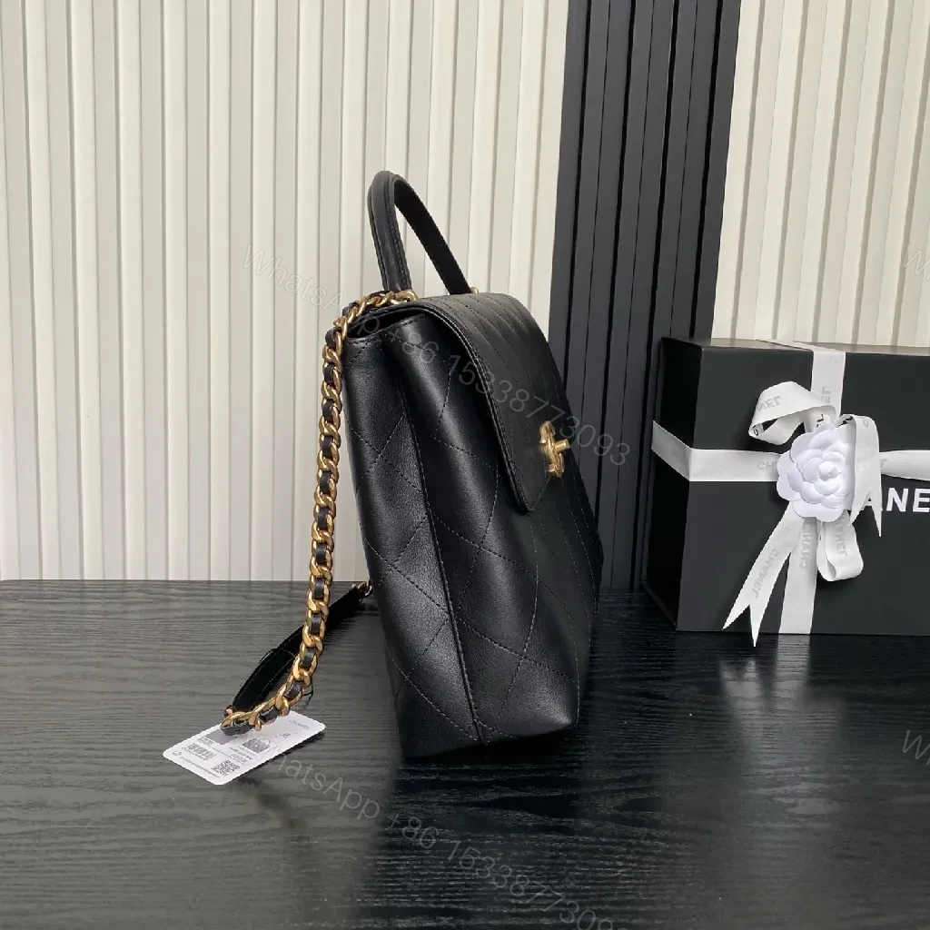 View 4 of Quilted Leather Handbag: Compact Luxury, Gold Hardware
