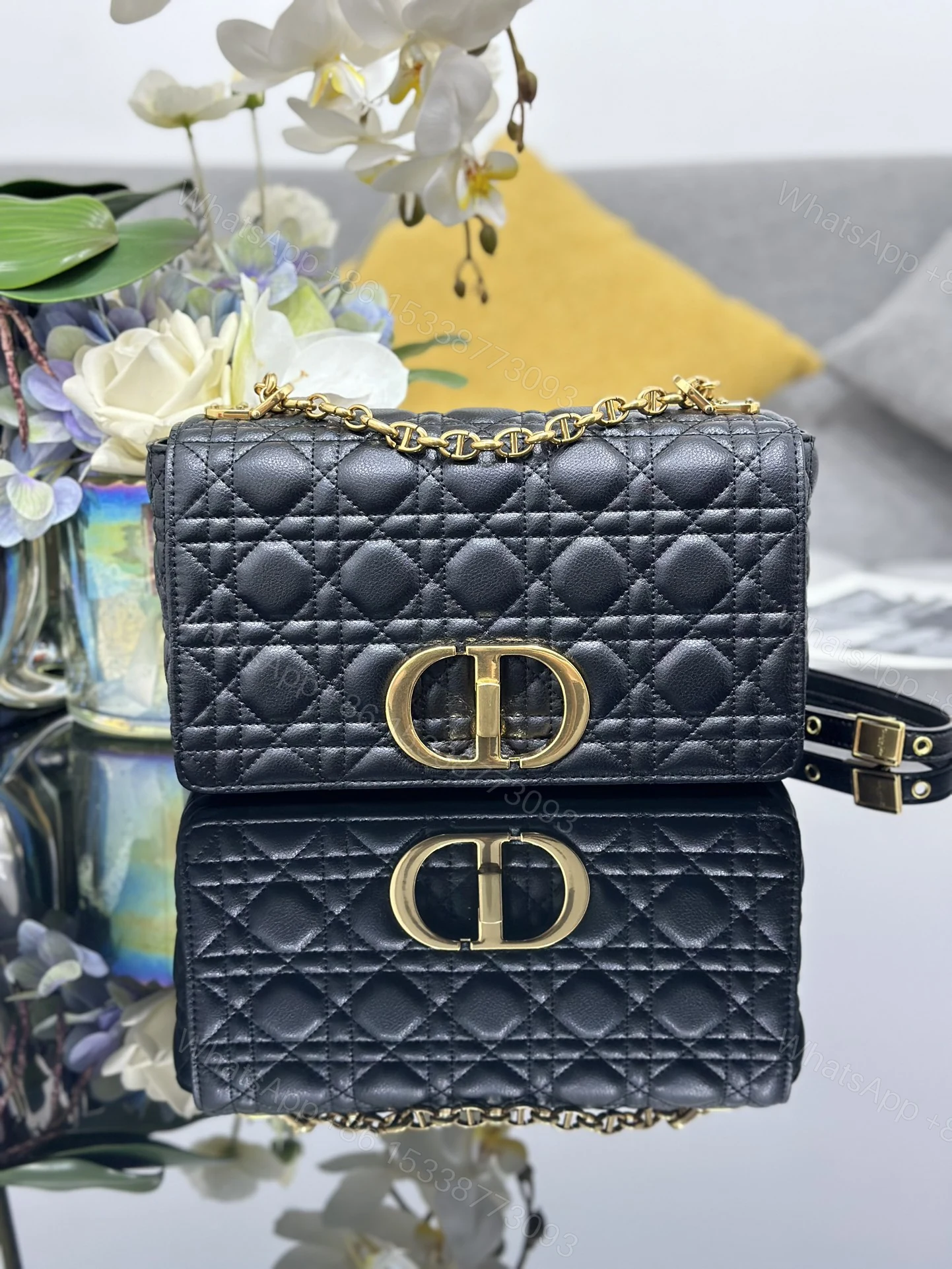 Dior A貨女款菱格鍊條包經典金扣設計通勤必備款 — view 1