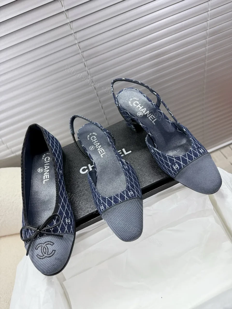 View 9 of Denim-Patterned Pumps: Luxe Texture, All-Day Comfort, Pointed Toe