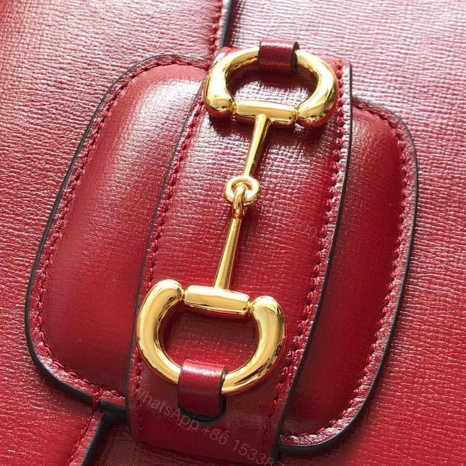 View 8 of Gucci 1955 Horsebit Women’s Handbag Super Smooth Red Leather 25cm