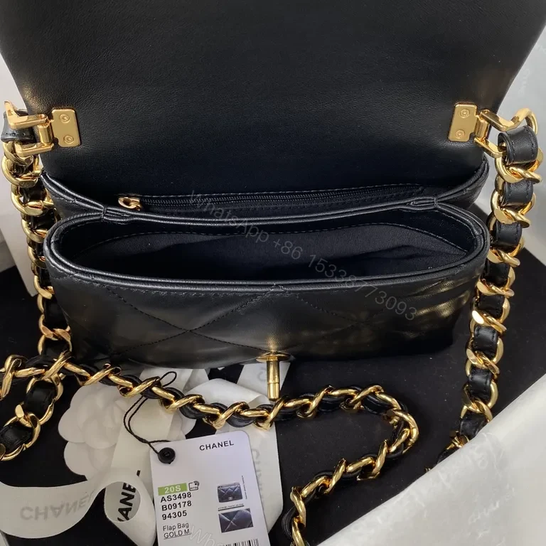 View 4 of Chanel-Inspired Quilted Black Flap Bag with Chain