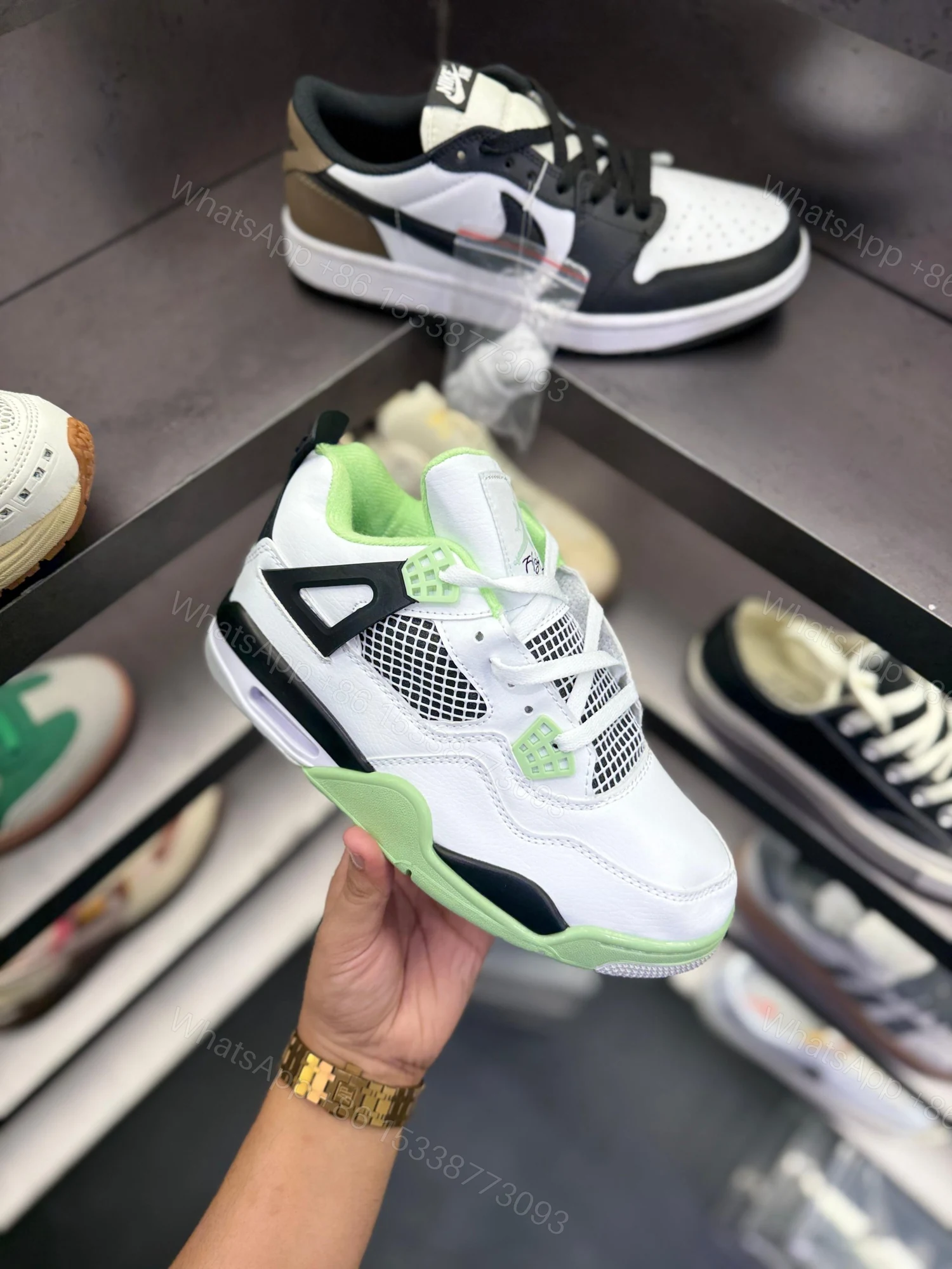 View 5 of FIRST COPY AIR JORDANS RETRO 4 OIL AURA SEAFOAM