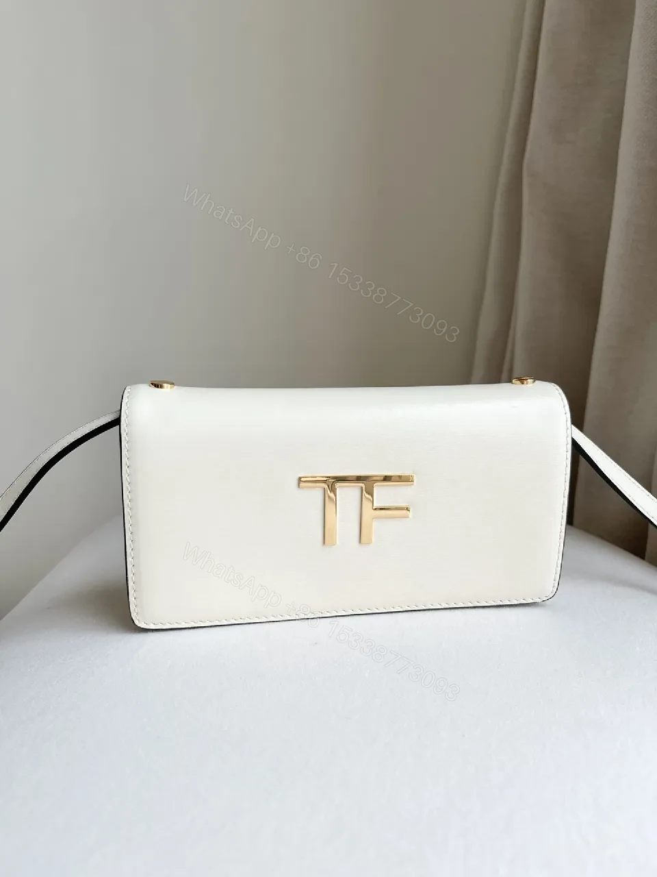 View 9 of Ivory Light-Nappa Tiny Structured Bag with Gold TF Hardware