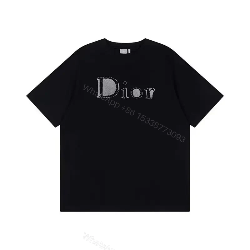 Bold Black Cotton Tee, Textured Dior Logo, Modern Luxe — view 1