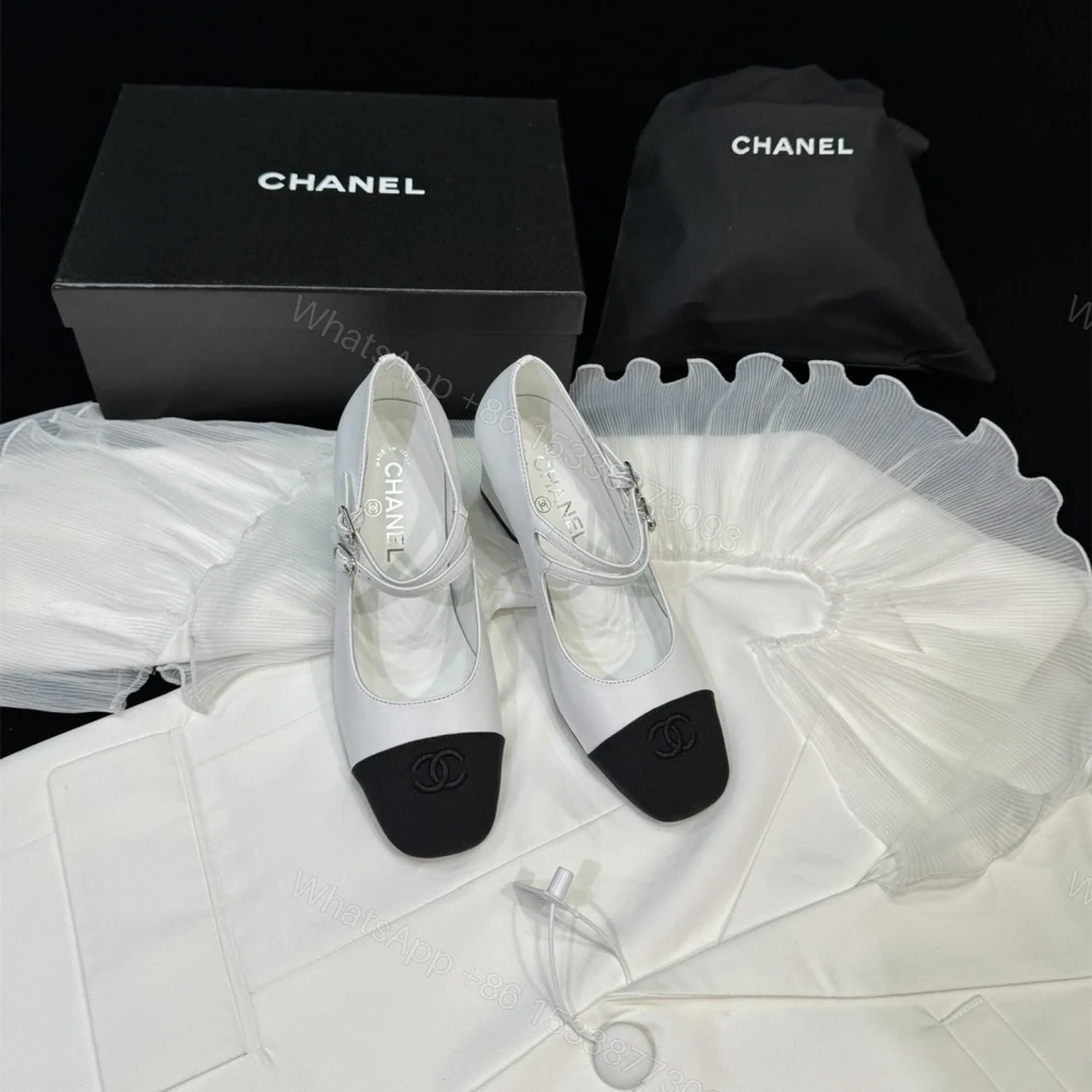 高仿Chanel*24S系列G45696A小羊皮瑪麗珍鞋白色6CM免檢版 — view 1