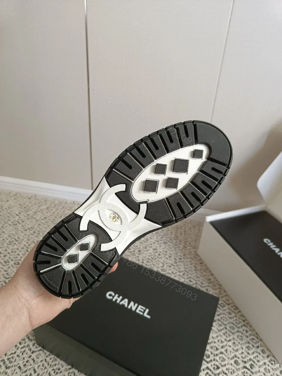 View 8 of Quilted Black-White Luxe Sneaker: Designer-Detail Charm