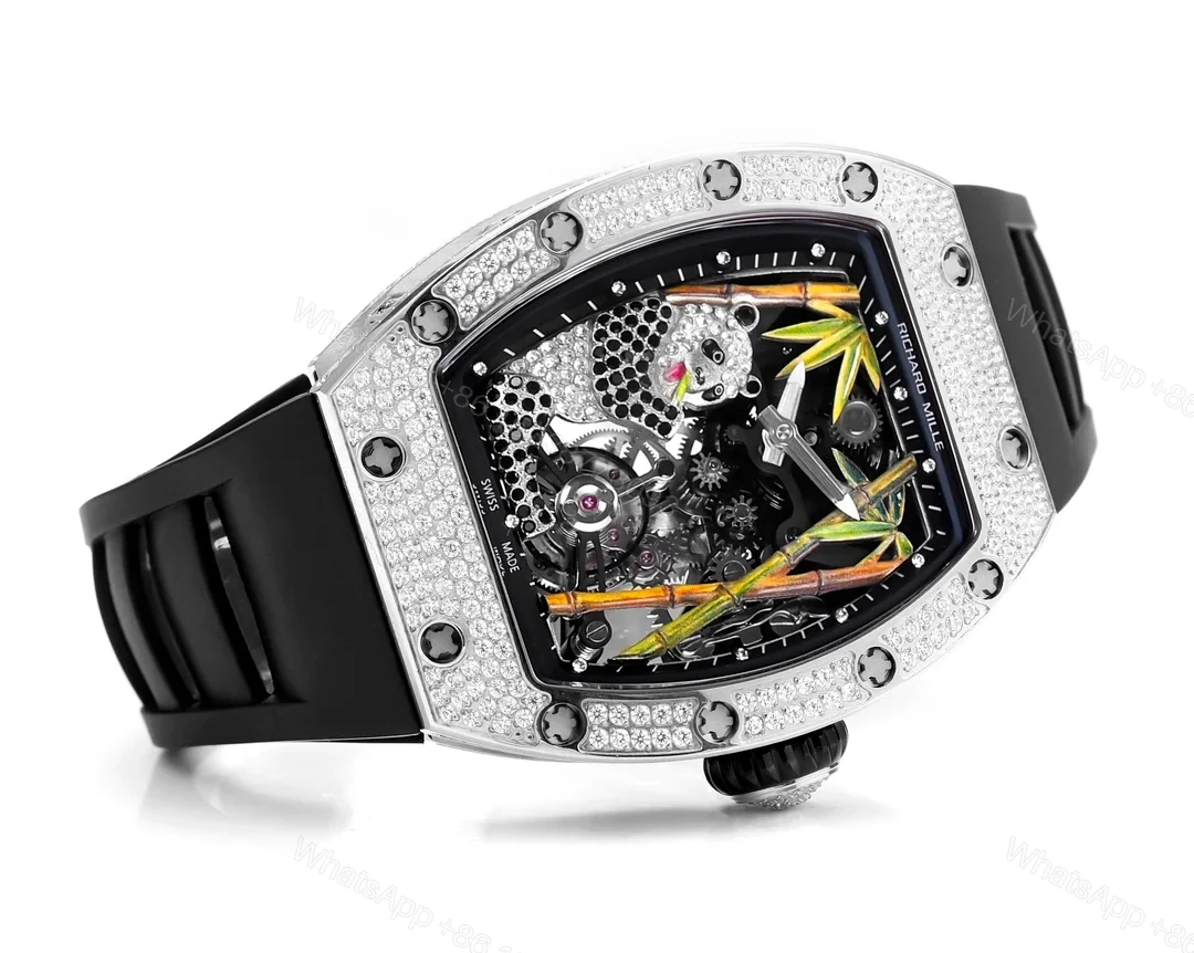 View 5 of Richard Mille RM26-01 Panda Tourbillon Watch Diamond Set Giant Panda Bamboo Forest Art Dial 18K White Gold Mechanical Luxury Edition RM26-01-PND-ART