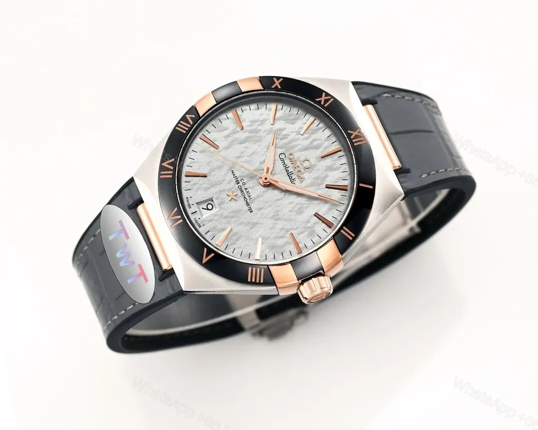 View 4 of Omega Constellation Meteorite Series 5th Generation 41MM Watch Silver Dial Black Ceramic Bezel Rose Gold Accents