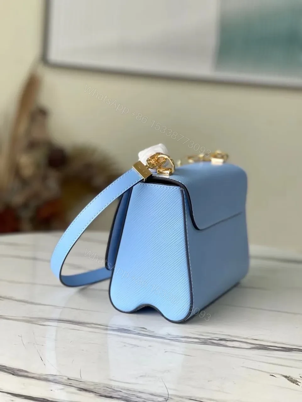 View 8 of Louis Vuitton LV Twist Like Auth Woman’s Blue Handbags 24cm
