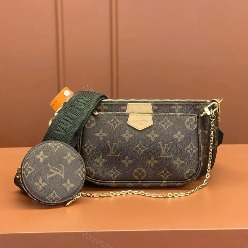 Louis Vuitton LV Multi Pochette Handle Fabric Green Handbags Monogram — view 1