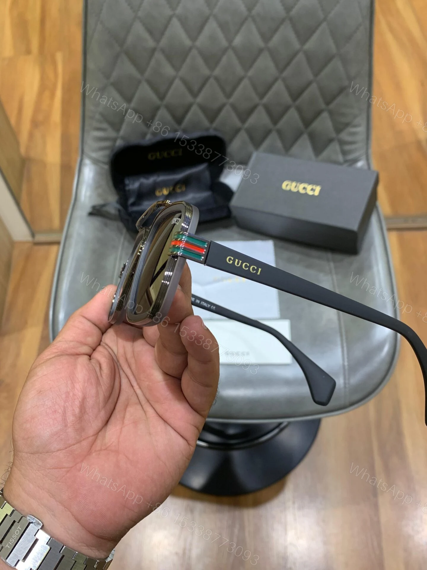 View 4 of Gucci Square Legend Black Acetate Sunglasses