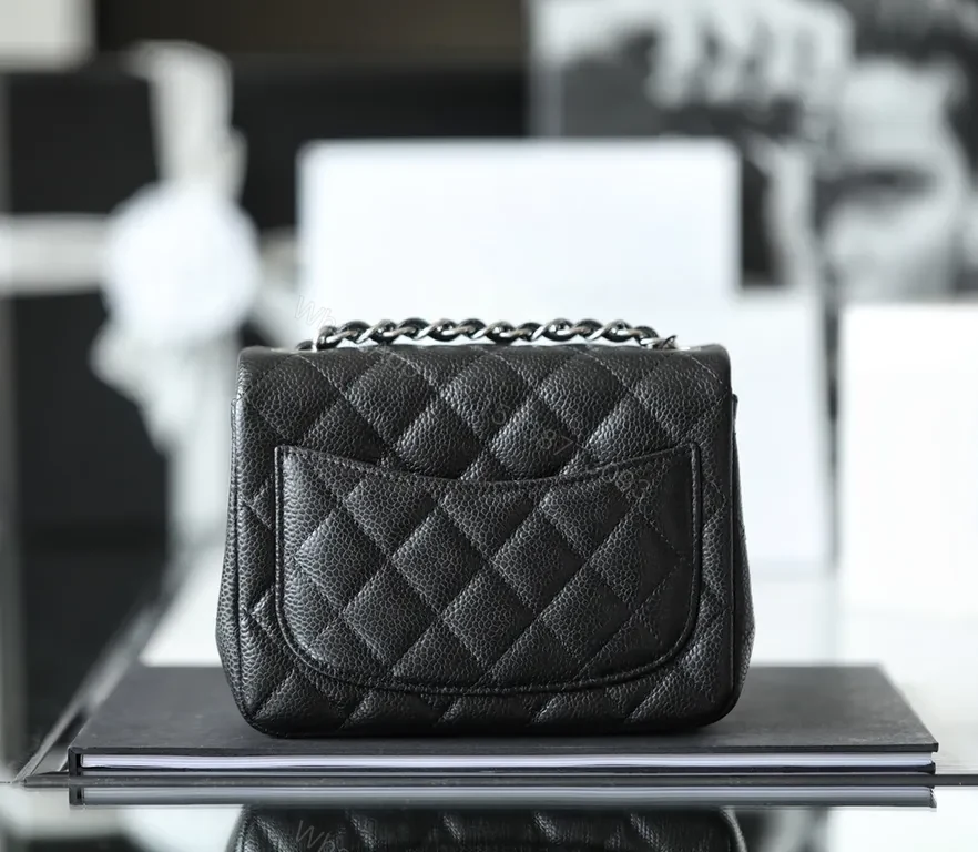 View 9 of Chanel-Style Quilted Black Calfskin Crossbody Bag