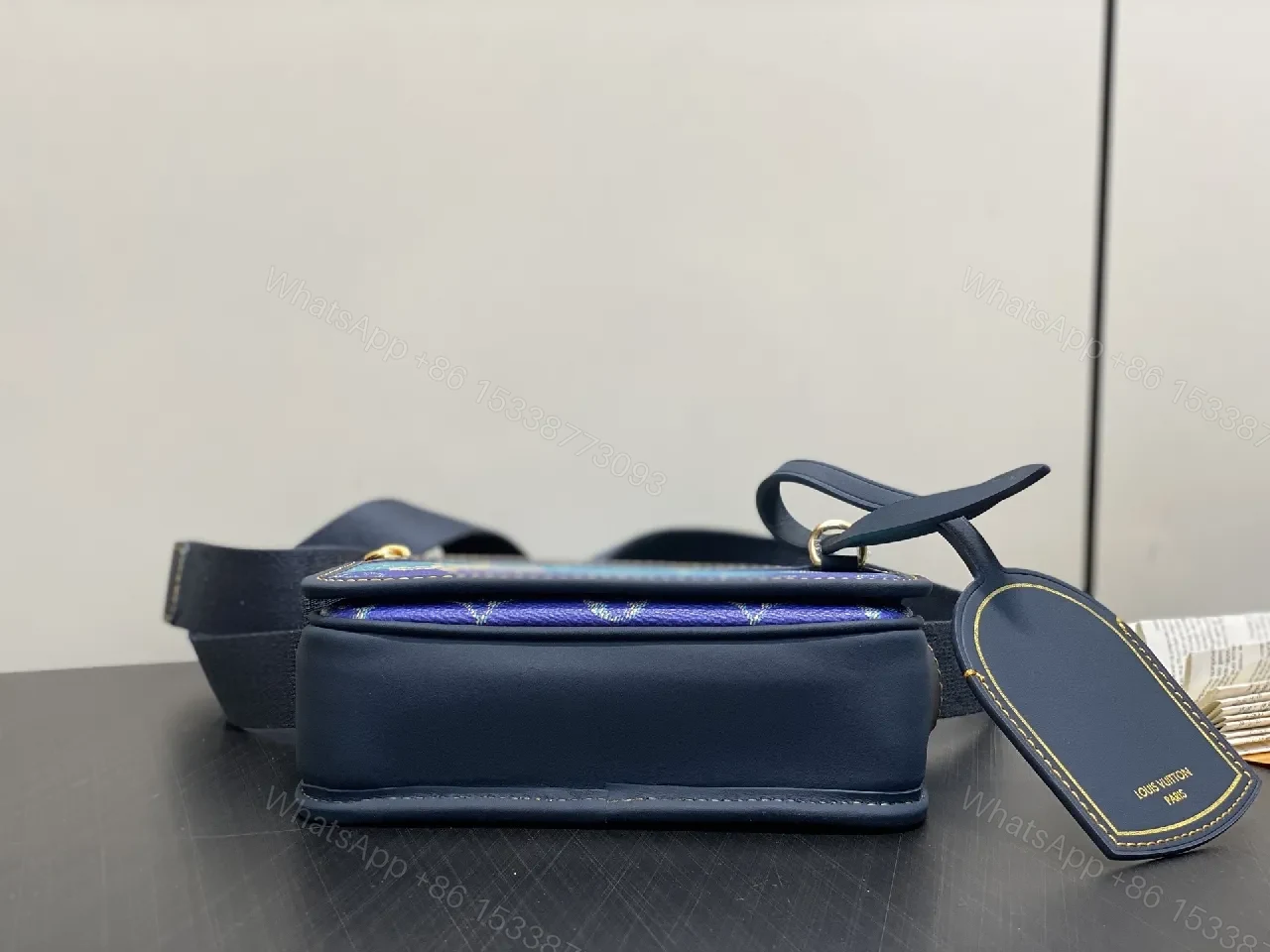 View 8 of Teal & Cobalt Block Crossbody — Monogram Luxe Mini Bag