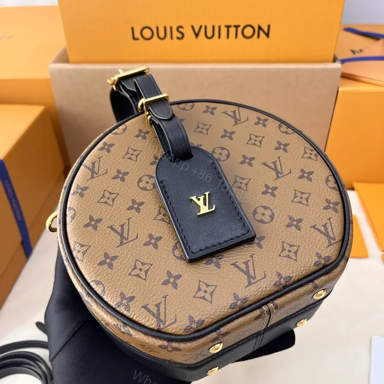 View 2 of Beige Monogram Round Bag â€“ Leather Trim, Crossbody Chic