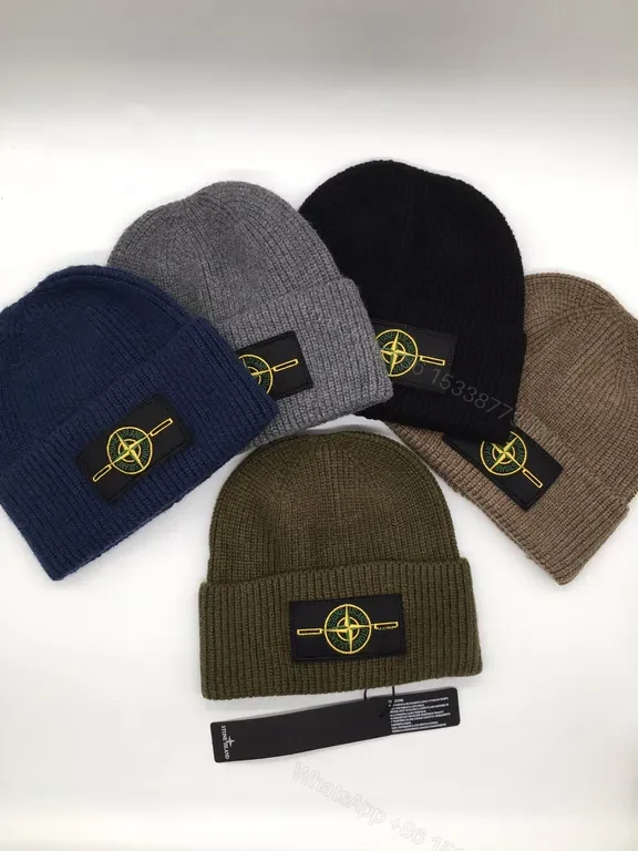 View 4 of Navy Stone Island Knit Beanie â€” Signature Patch, Warmth