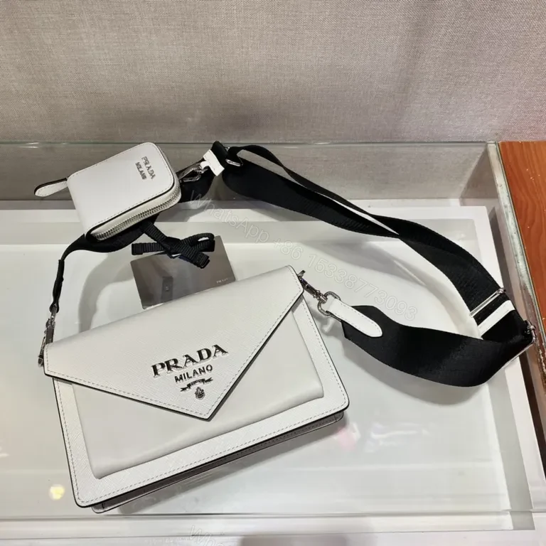 View 4 of White Prada Milano Crossbody: Luxe Saffiano Bag, Minimalist Chic