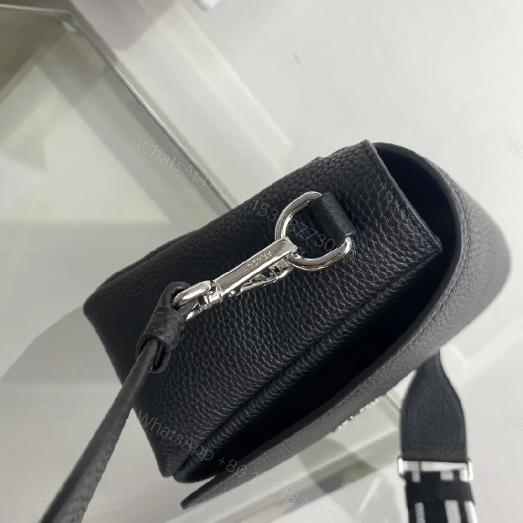 View 2 of Black Pebble-Grain Crossbody: Luxe Slim with Signature Hardware