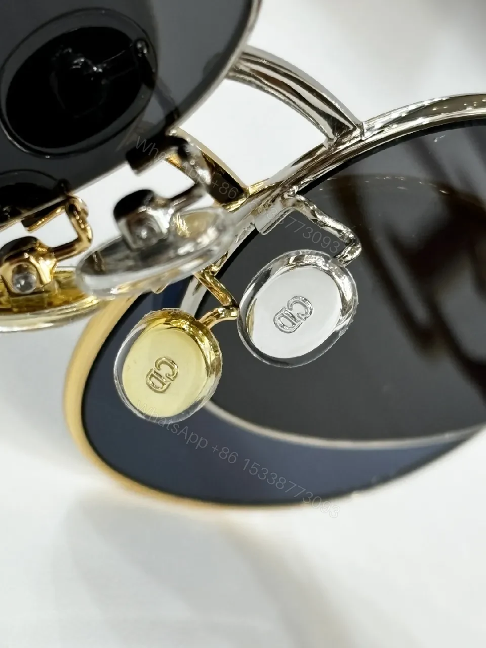 View 3 of Elegant Gold Round Sunglasses with Dior Pattern Monogram