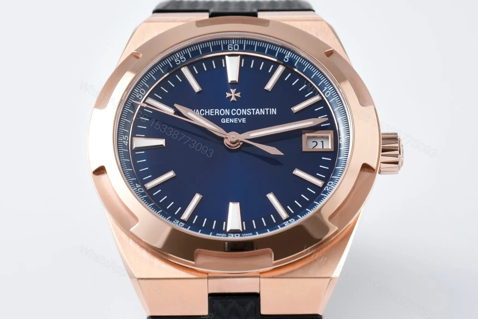 View 3 of Vacheron Constantin Overseas 4500V Series – Rose Gold Case, Blue Dial, Black Rubber Strap, 41MM Luxury Steel Watch