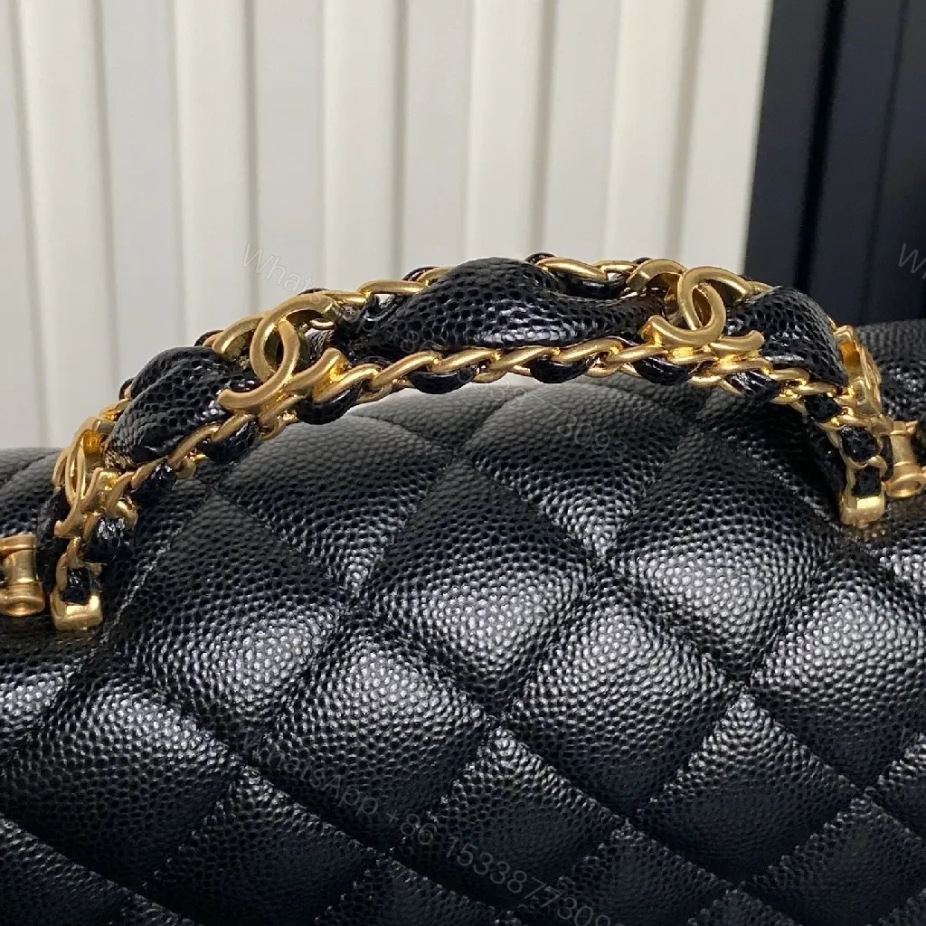 View 2 of Compact Quilted Lambskin Bag with Gold Chain, Evening-Ready