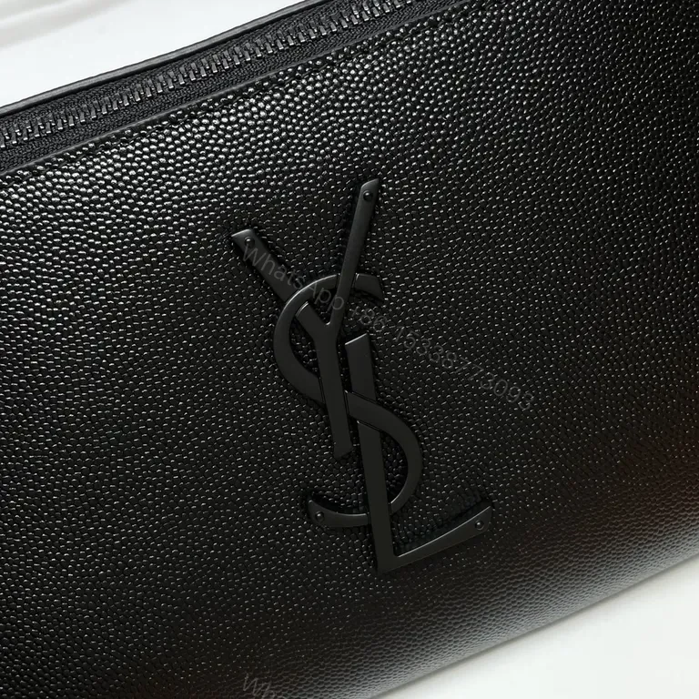 View 5 of Sleek Black Leather Belt Bag with Monogram Accent