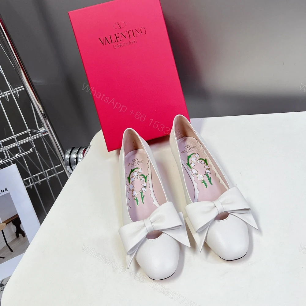 高仿Valentino*6W2S0LC蝴蝶結高踭鞋白色4.5CM免檢版 — view 1