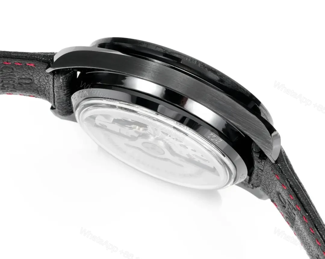 View 8 of Omega Dark Side of the Moon Series Full Ceramic Black Chronograph Watch with Black Leather Strap