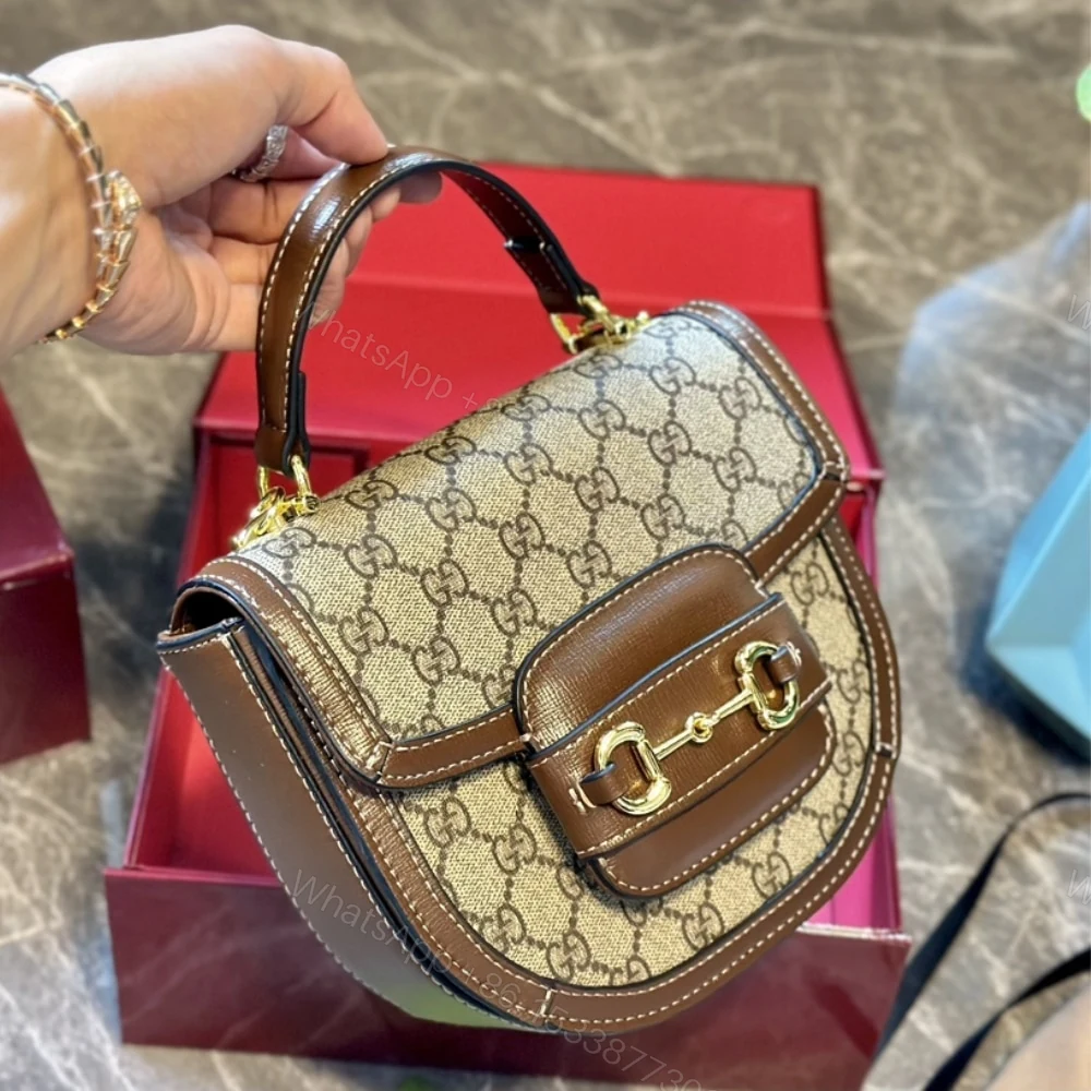 View 2 of Gucci Horsebit 1955 Mini Top Handle Bag Beige And Ebony 14Cm 781387 92TCG 8563