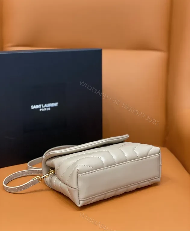 View 8 of Taupe Lambskin Chevron-Quilt Shoulder Bag: Discreet Luxury Carry