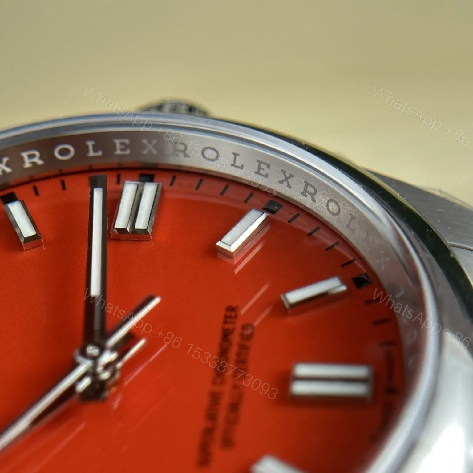 View 6 of Replica Rolex Oyster Perpetual Coral Red Dial 124300 41 mm