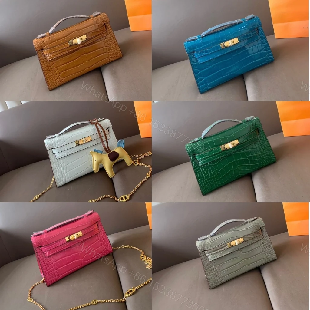 View 3 of Hermès Mini Kelly 20 Alligatore Gold Hardware Brown 20cm
