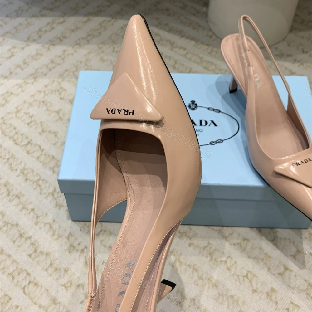 View 7 of 高仿Prada*1I901N露跟印花徽標高跟鞋7.5CM膚色免檢版