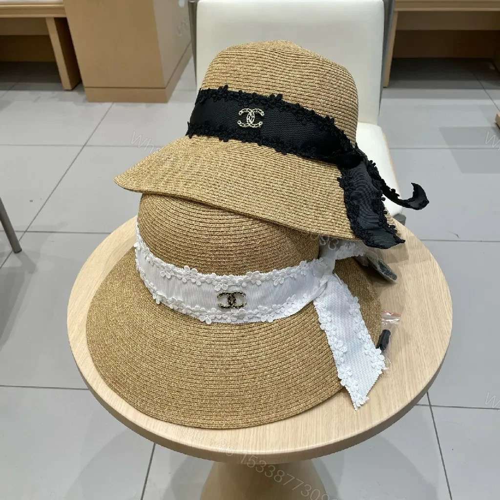 View 10 of Straw Hat with Black Lace Ribbon + Luxe Accent + Sun Hat