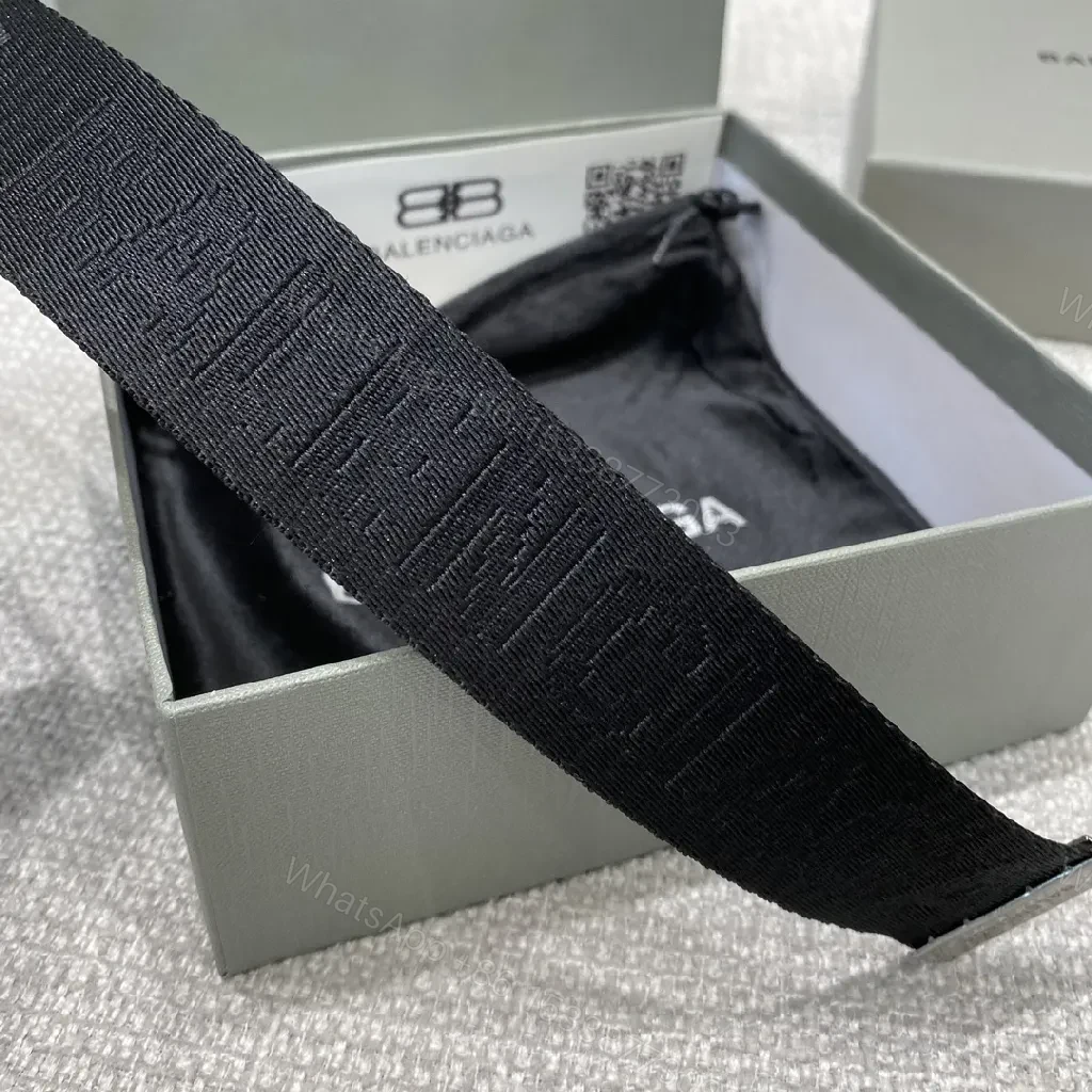 View 5 of Black Webbing Belt, Textured, D-Ring Accent, Premium Style