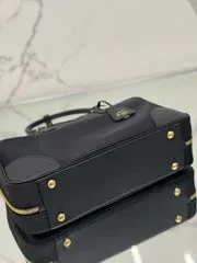 View 3 of LARGE TOP HANDLE BAG 35 IN BLACK NYLON AND CALFSKIN TRIM