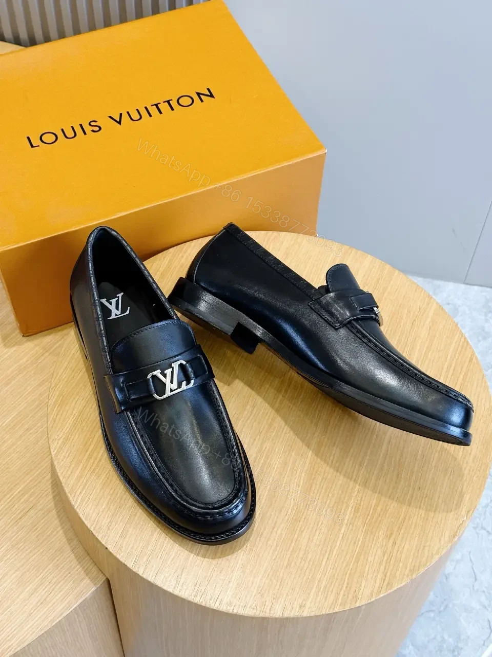 View 5 of Black Leather Loafer with LV Logo Buckle Product Type: Loafer