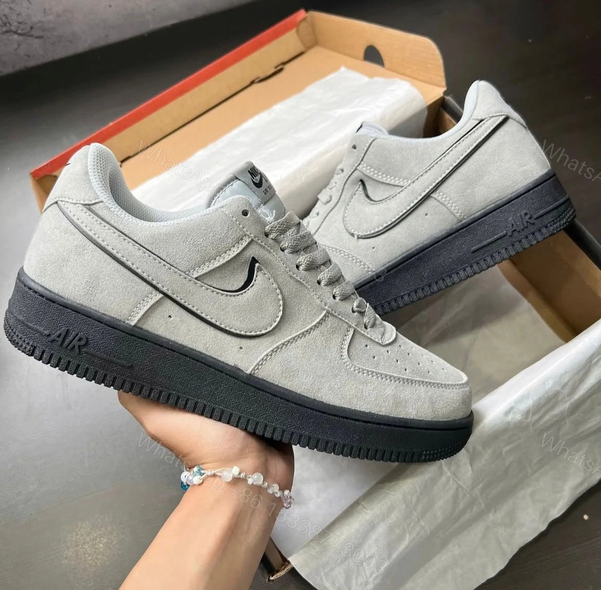 View 4 of FIRST COPY NIKE AIRFORCE SUEDE BLACK GREY FOR MEN