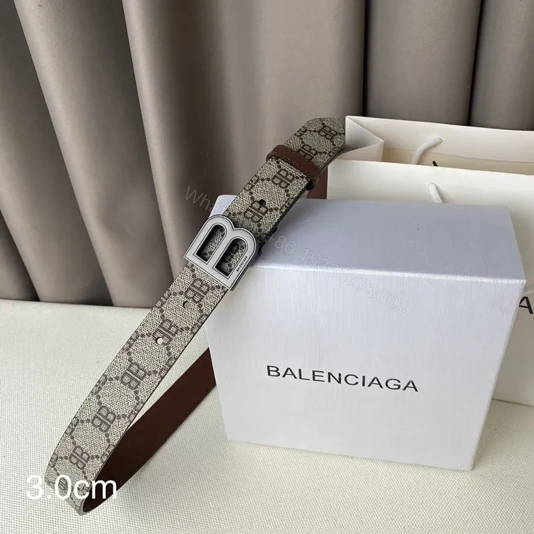 View 6 of Beige-Monogram Belt with Gunmetal B Buckle - Luxury Style