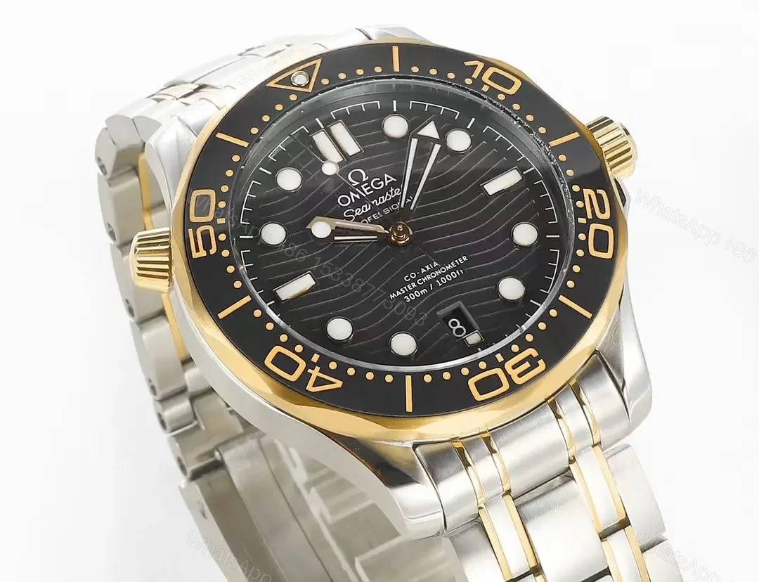 View 3 of Omega Seamaster Planet Ocean 600m Co-Axial Master Chronometer 42mm Diver’s Watch Black Dial Two-Tone Stainless Steel and Gold Bracelet Ceramic Bezel with White Enamel Markers