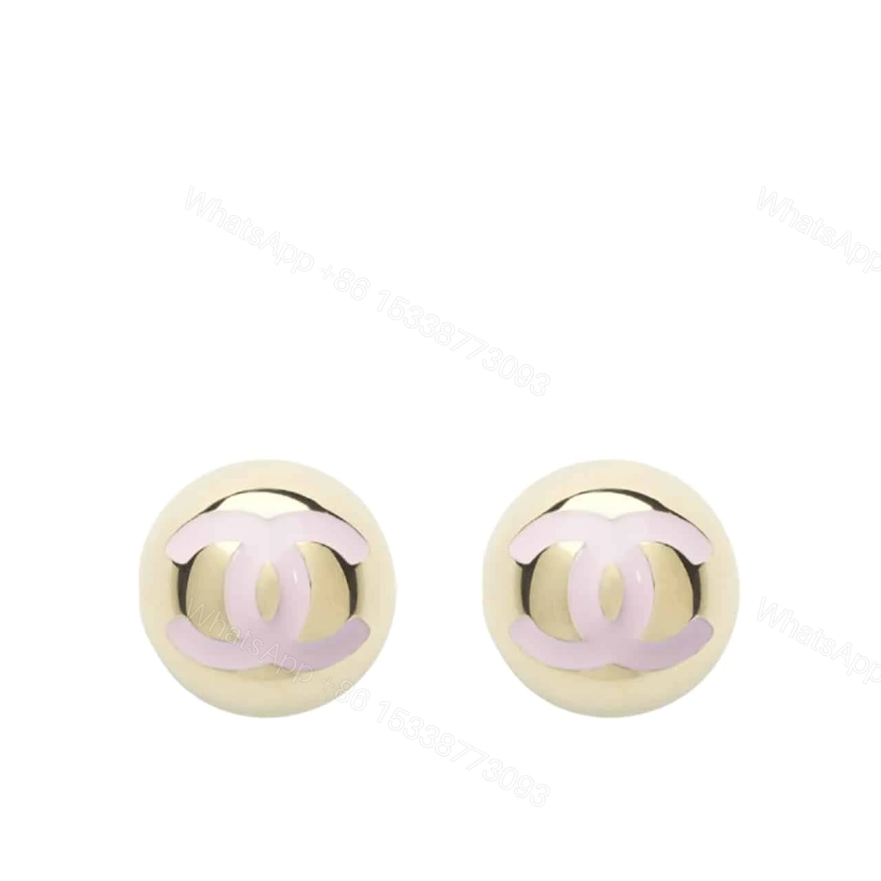 CHANEL STUD EARRINGS GOLD PINK ABE810 B19198 NACVE — view 1