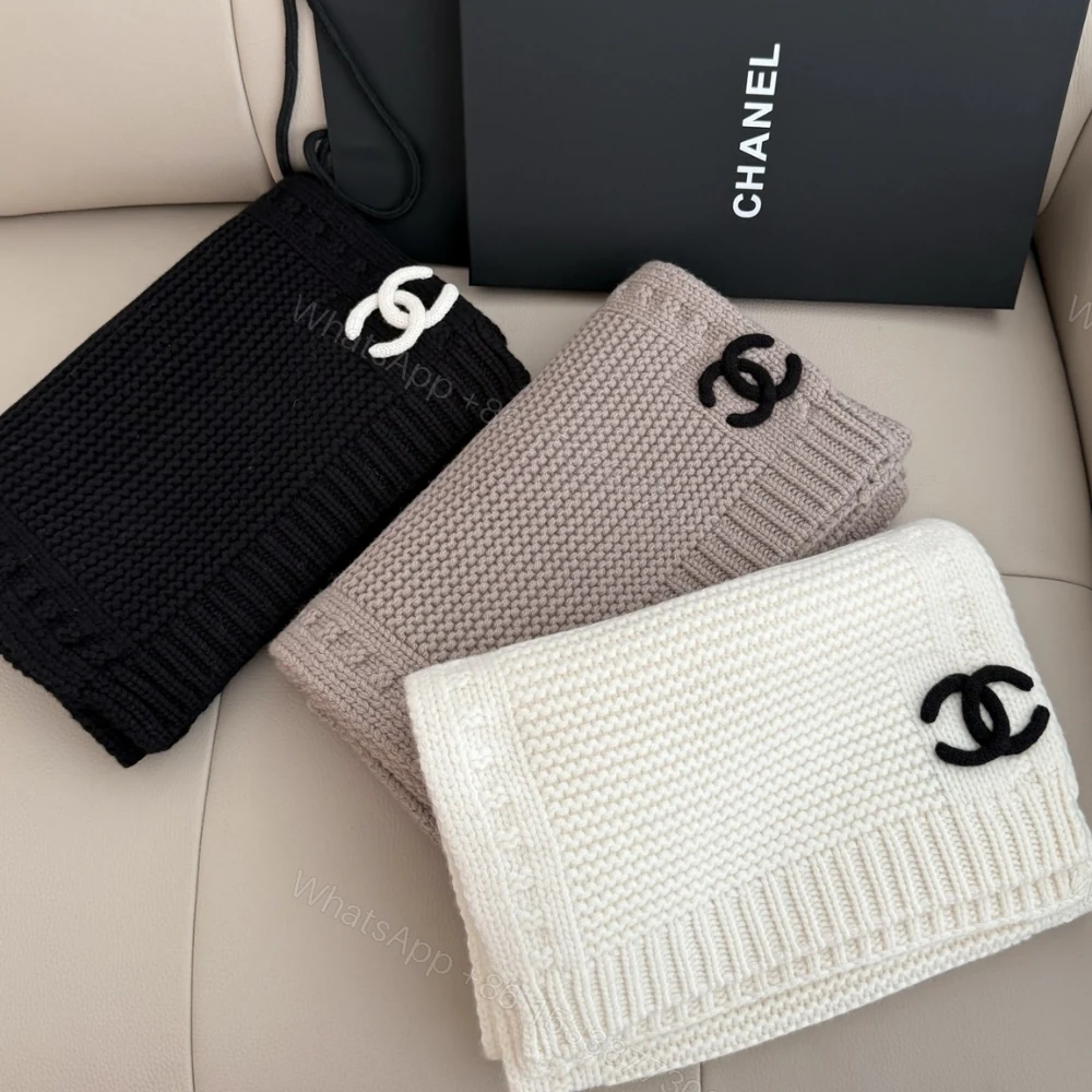 View 6 of Chanel Cashmere Knit Scarve Black