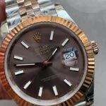 View 5 of KING Factory 1:1 Rolex DateJust 41 126331 RG Fluted Bezel Best Edition 904L Steel Brown Stick Dial VR3235