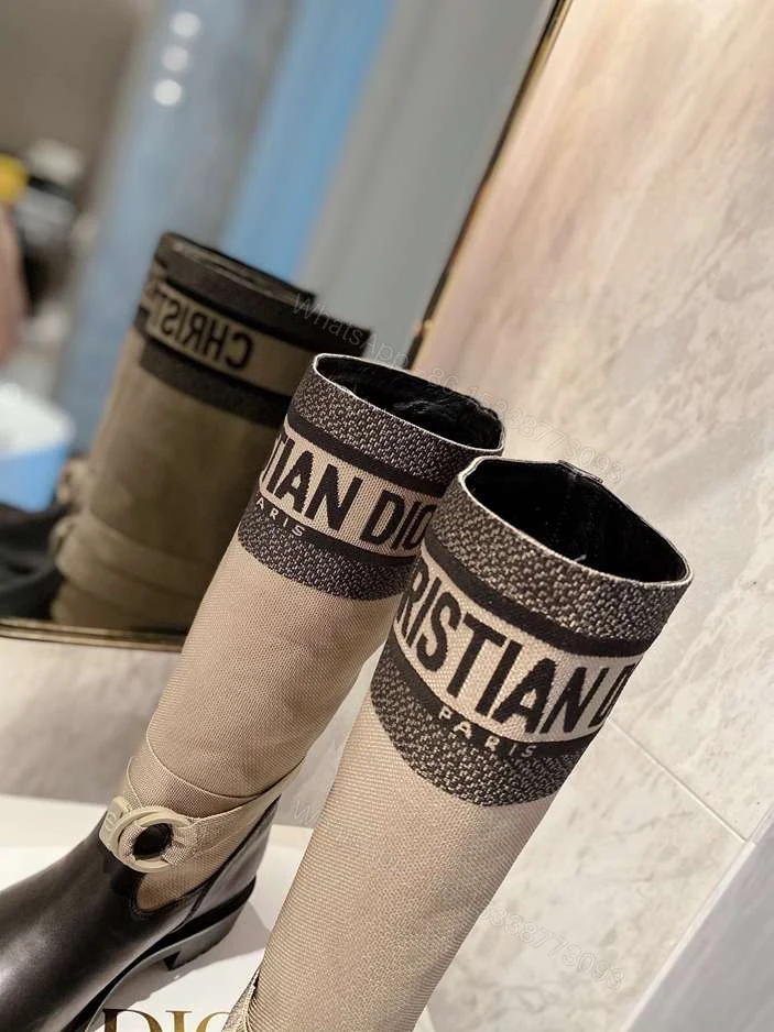 View 5 of DIOR D MAJOR BOOT FABRIC AND CALFSKIN IN TAUPE AND BLACK KCI611SCN S46X